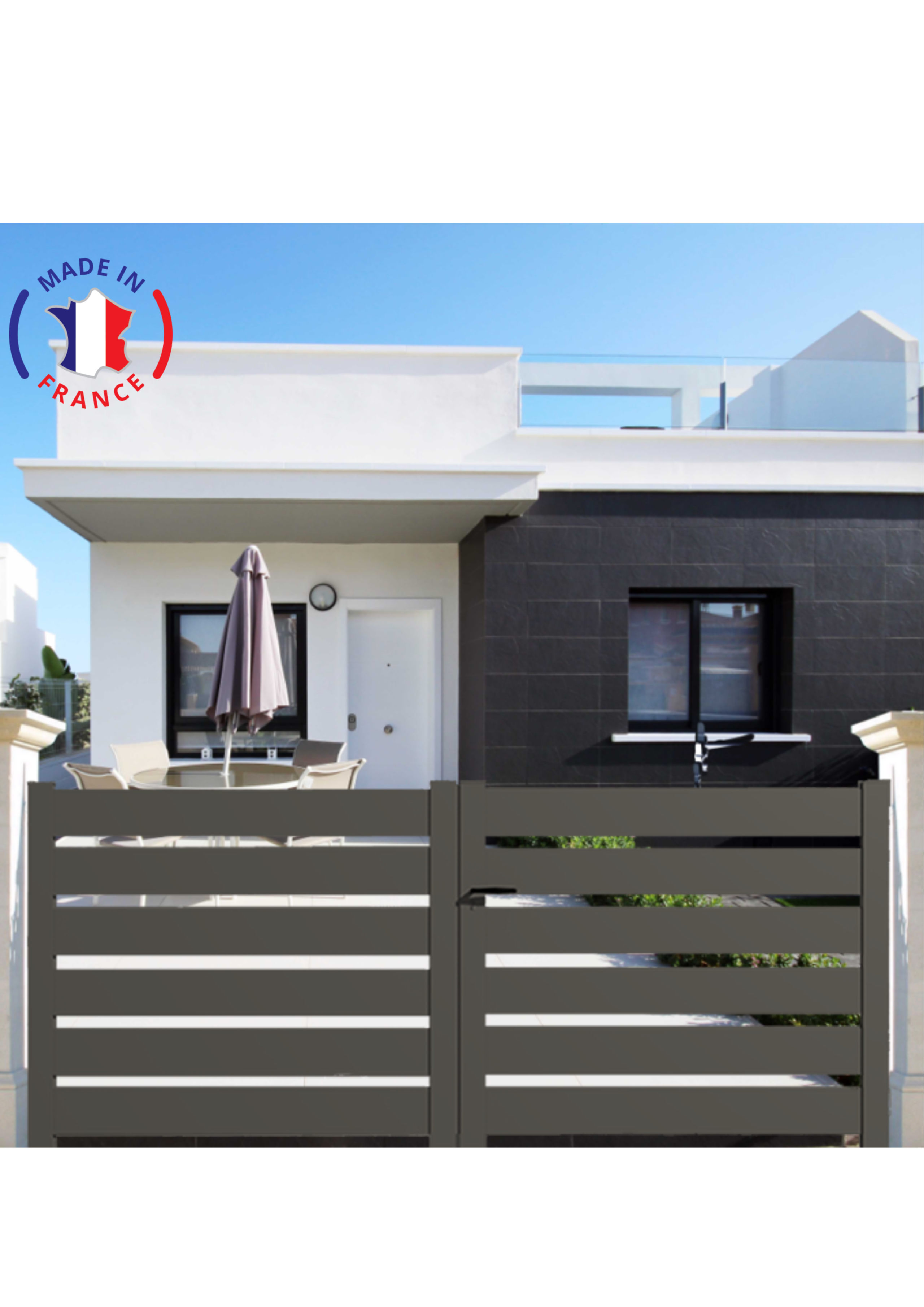 Portail Packit - Portail alu battant SAH en kit dim. L.3000 (entre piliers) x H.1500 mm  Gris Quartz (RAL 7039)
