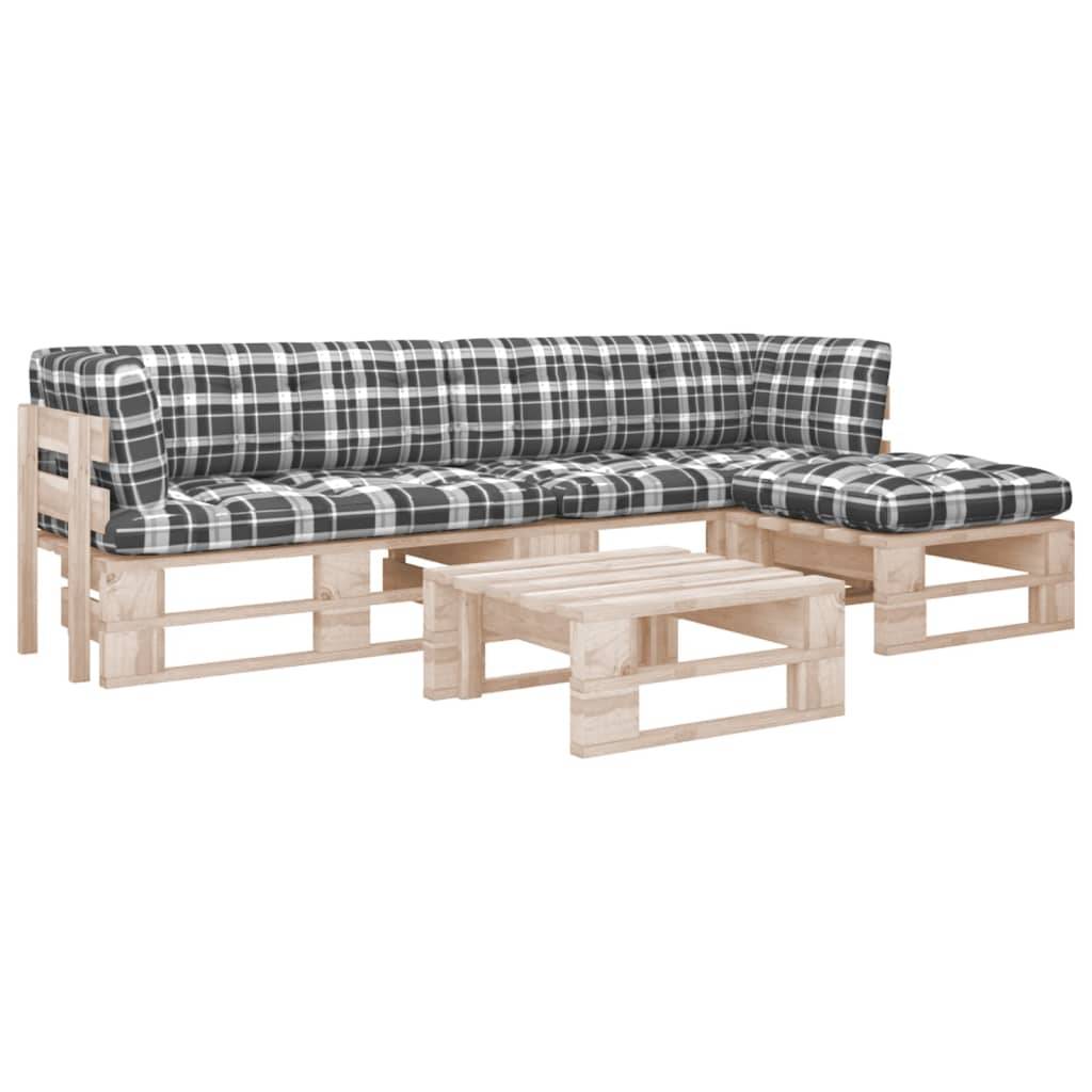 Helloshop26 - Salon de jardin meuble d'extérieur ensemble de mobilier palette 4 pièces avec coussins bois de pin imprégné - Imagen 1