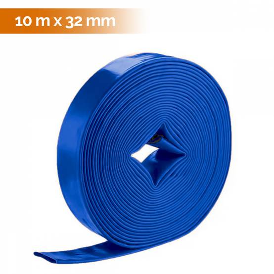Tuyau de refoulement, d'arrosage plat en PVC - Bleu - 10 m x 32 mm - Linxor - Image 2