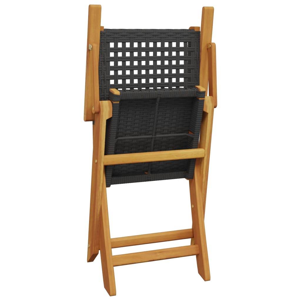 Salon de Jardin 2 Personnes Résine Tressée et Bois Pliable pour Balcon Noir Table Carrée 60x60cm – ComfortXL Outdoor Living - Image 7