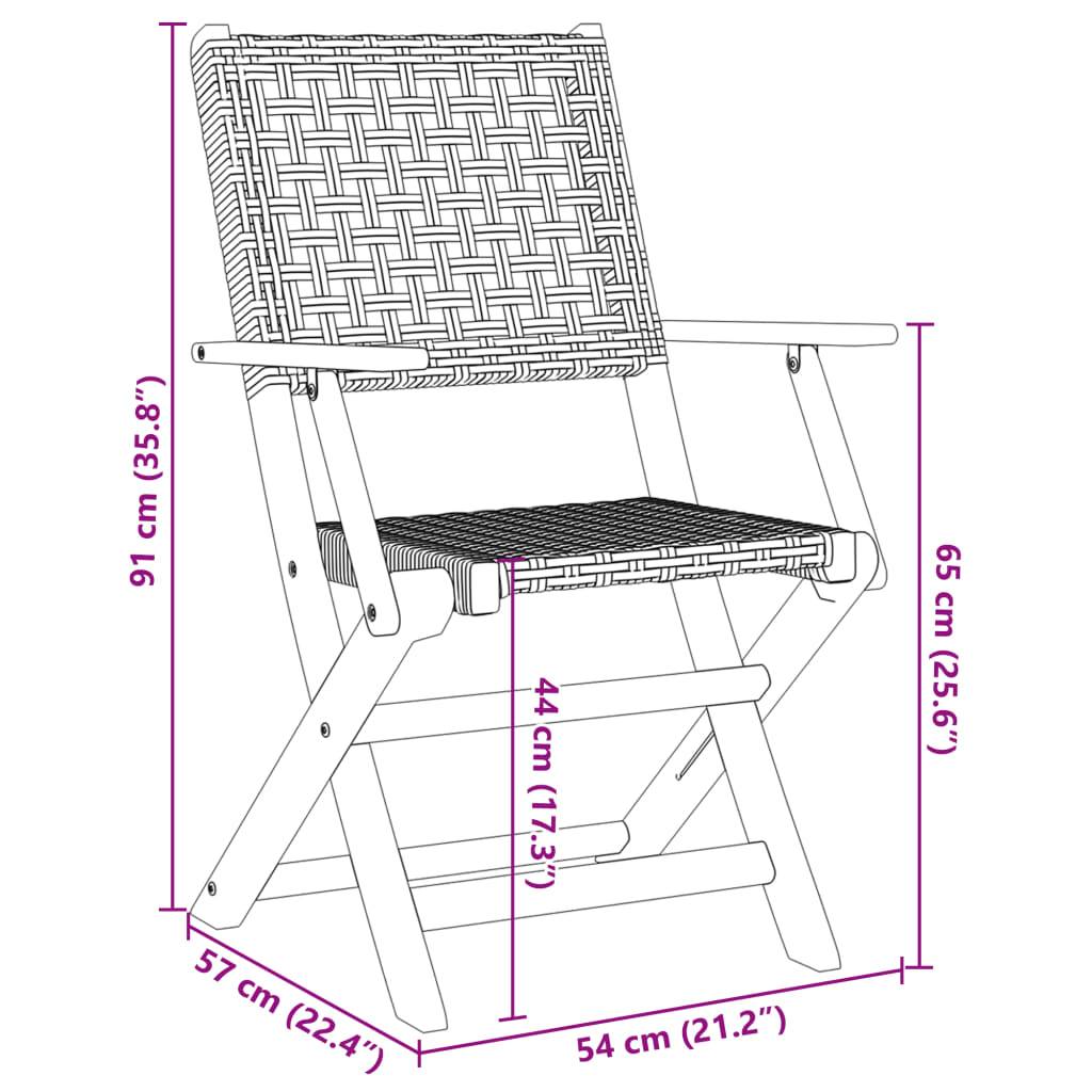 Salon de Jardin 2 Personnes Résine Tressée et Bois Pliable pour Balcon Noir Table Carrée 60x60cm – ComfortXL Outdoor Living - Image 4