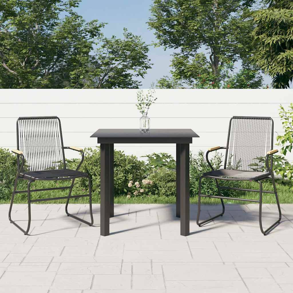Vidaxl - Ensemble à manger de jardin 3 pcs-Salons de jardin noir rotin PVC 968163 - Image 1