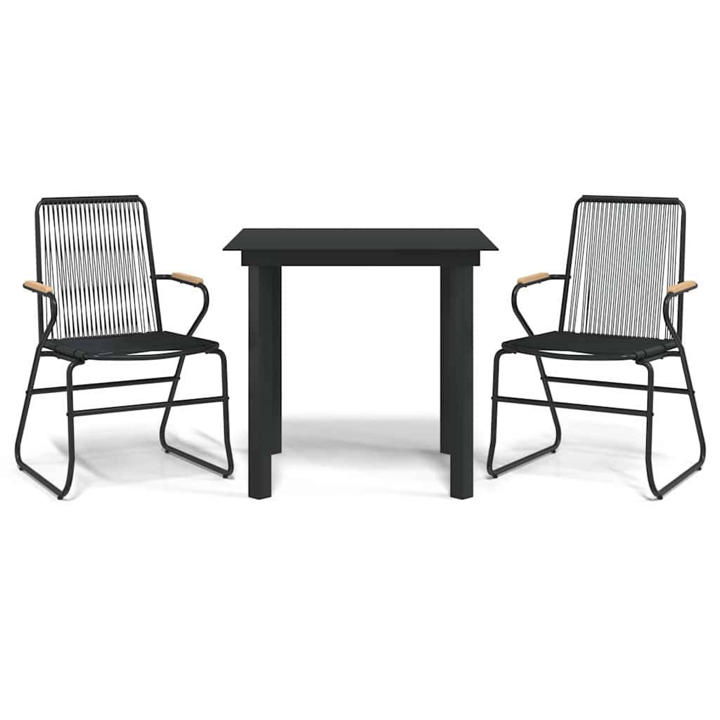 Vidaxl - Ensemble à manger de jardin 3 pcs-Salons de jardin noir rotin PVC 968163 - Image 2