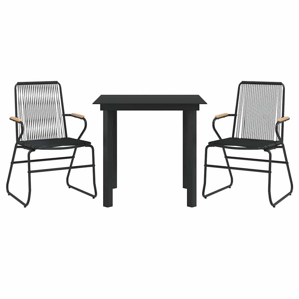 Vidaxl - Ensemble à manger de jardin 3 pcs-Salons de jardin noir rotin PVC 968163 - Image 3