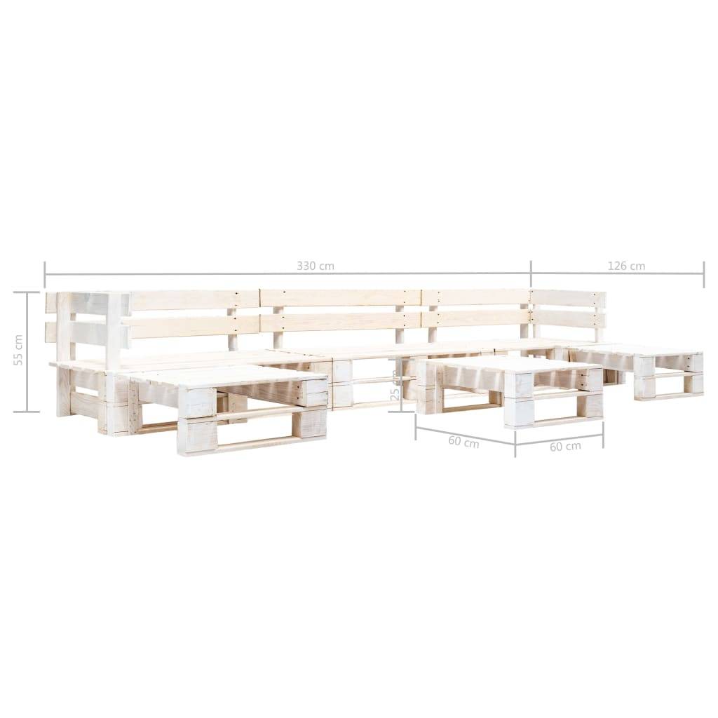 Vidaxl - Salon de jardin palette 6 pcs Bois Blanc vidaXL 277399 - Image 3