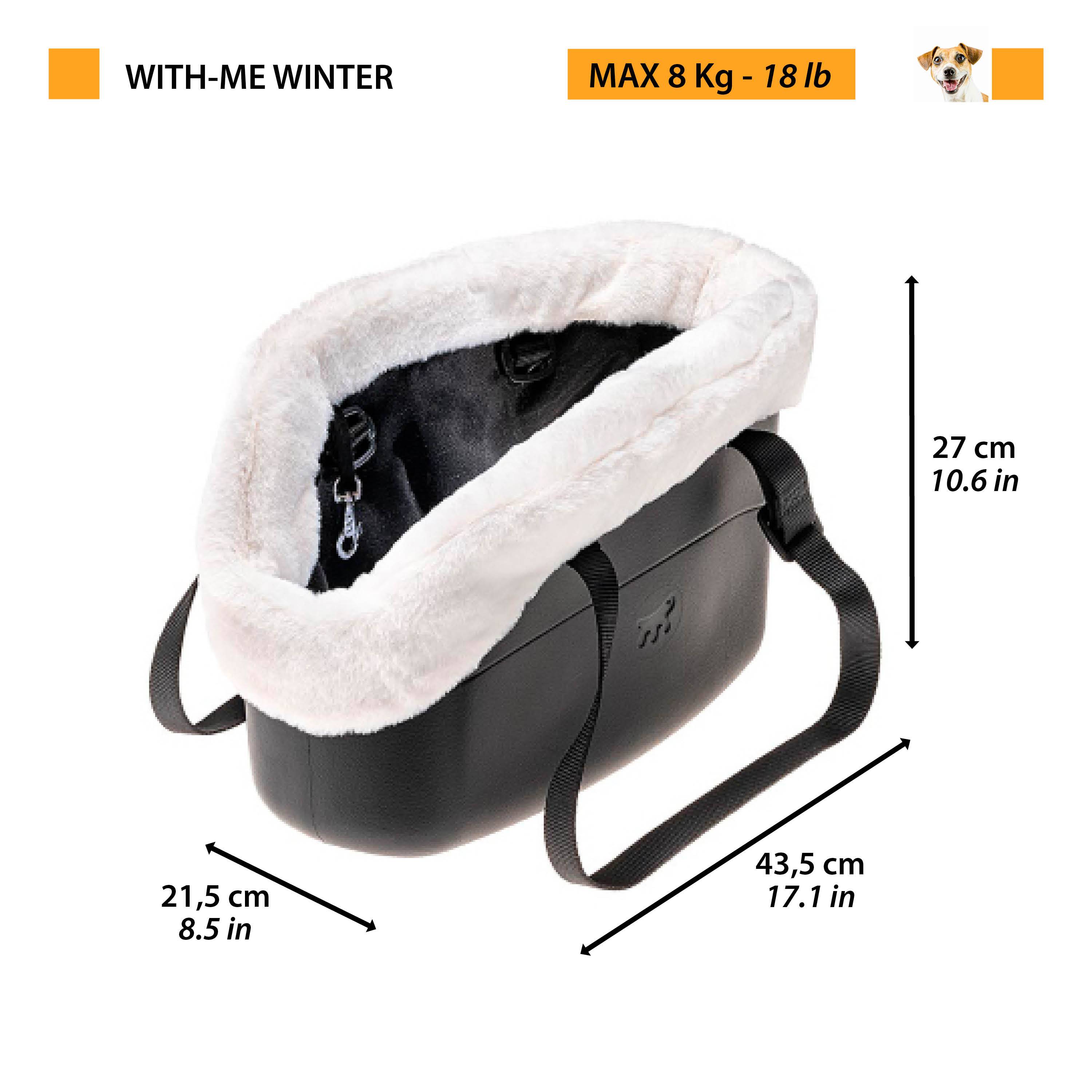Ferplast - Ferplast Sac de transport pour chiens WITH ME WINTER, EVA, caoutchouc souple plastifié, avec housse en fourrure écologique, poignées réglables, - Imagen 2