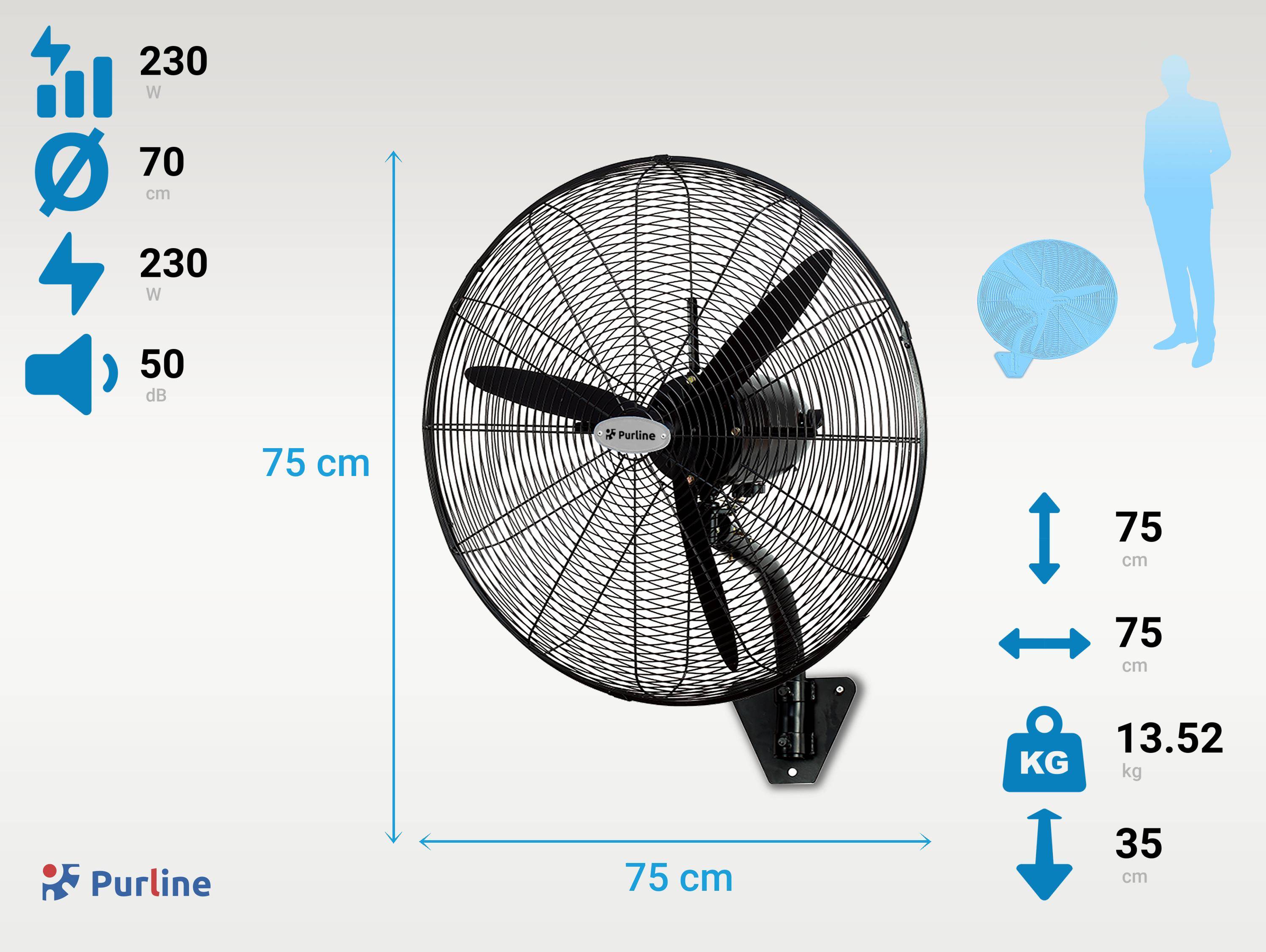 Purline - Ventilateur mural industriel 230W avec pales en aluminium - Purline - Image 3
