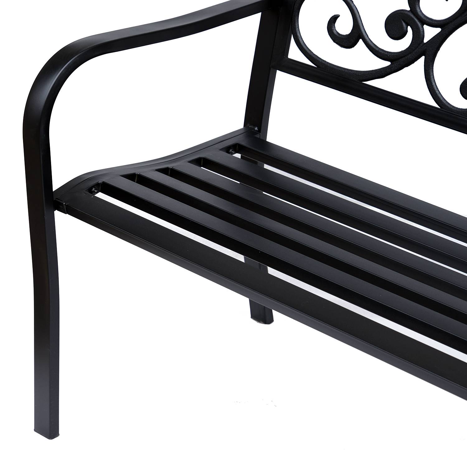 Outsunny - Banc 3 places de jardin terrasse style cosy chic 127L x 60l x 89H cm métal époxy anticorrosion noir - Outsunny - Imagen 5