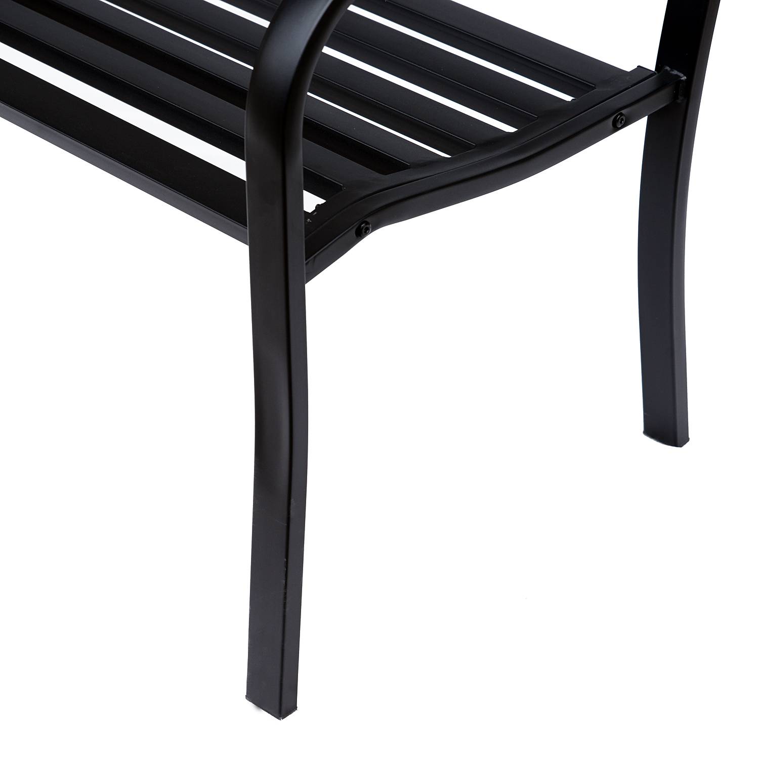 Outsunny - Banc 3 places de jardin terrasse style cosy chic 127L x 60l x 89H cm métal époxy anticorrosion noir - Outsunny - Imagen 7