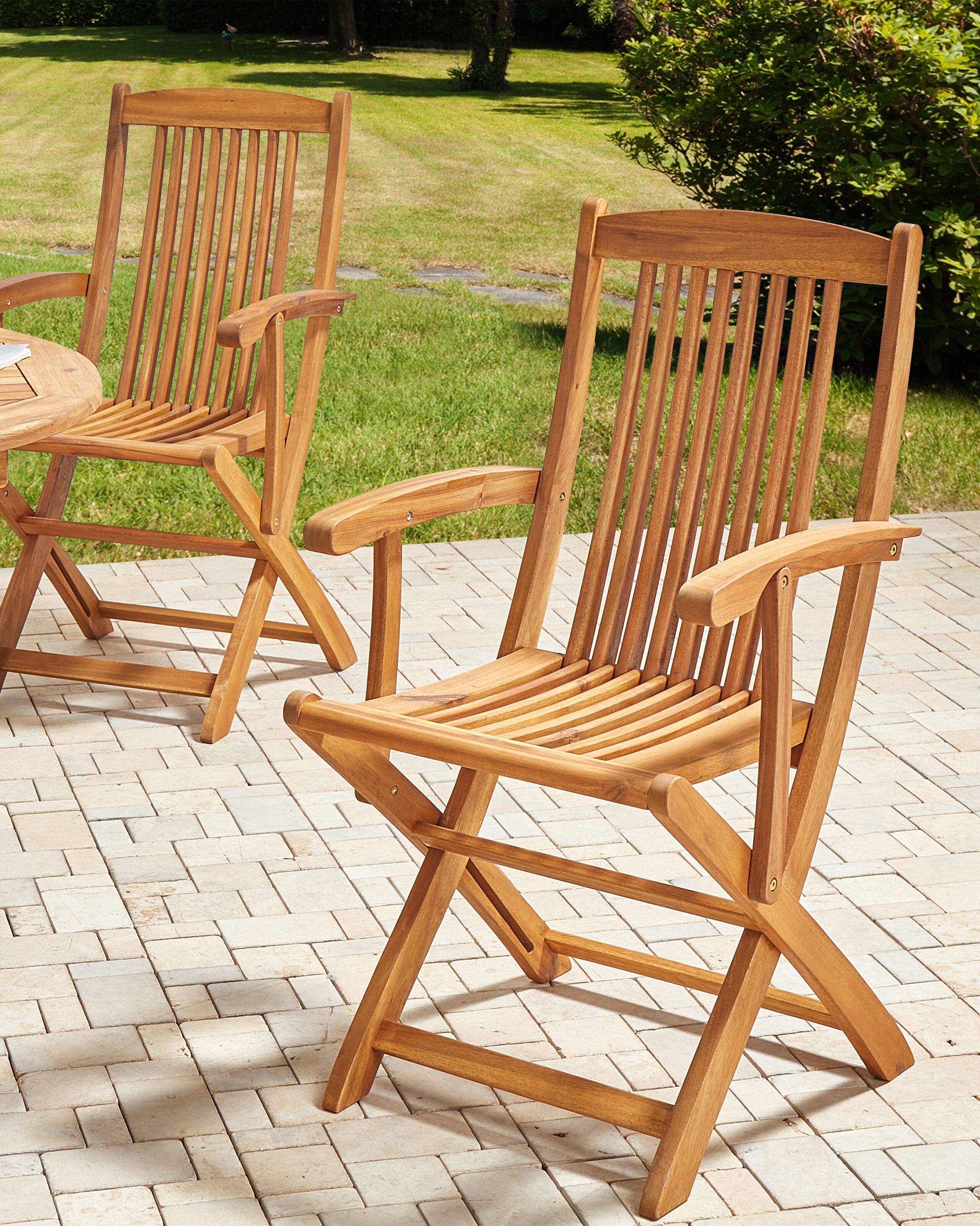 Beliani - Chaise de jardin Acacia Marron clair MAUI II - 46x48x92- Beliani - Imagen 1