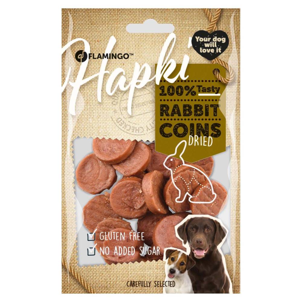 Friandise lapin pièces Hapki BBQ pour chien 85 g sans gluten - Imagen 1