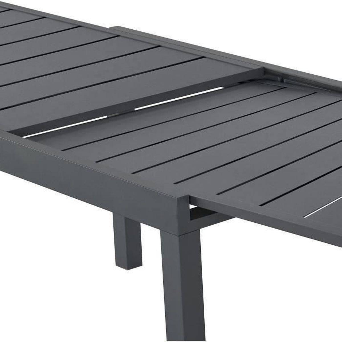 Sans Marque - Table de jardin extensible rectangulaire aluminium gris anthracite 135 à 270 cm, 6 à 8 - SABAIDECO - Image 5