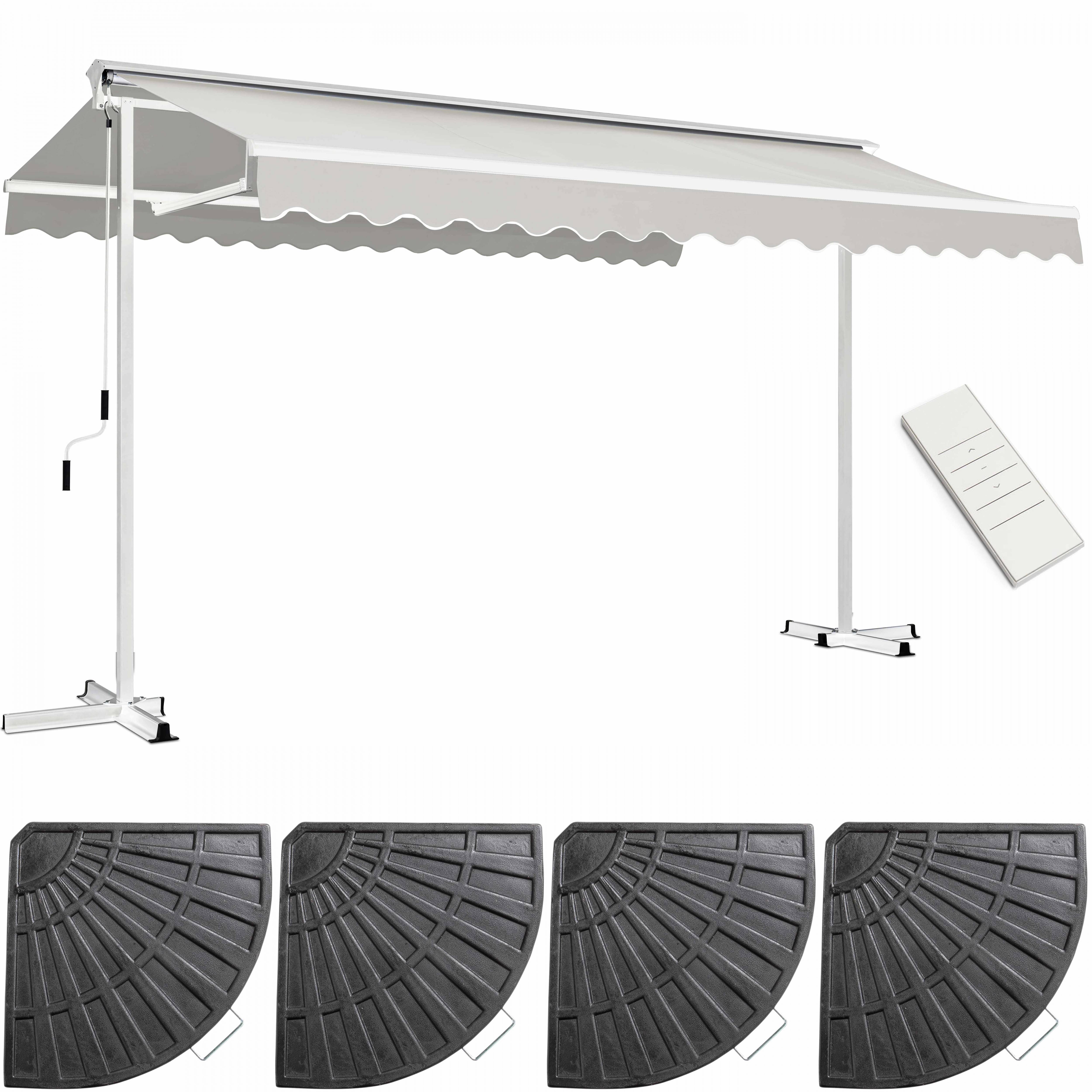Oviala - Store mobile électrique 4x3m et 4 dalles lestées taupe Delgada - Oviala - Imagen 1
