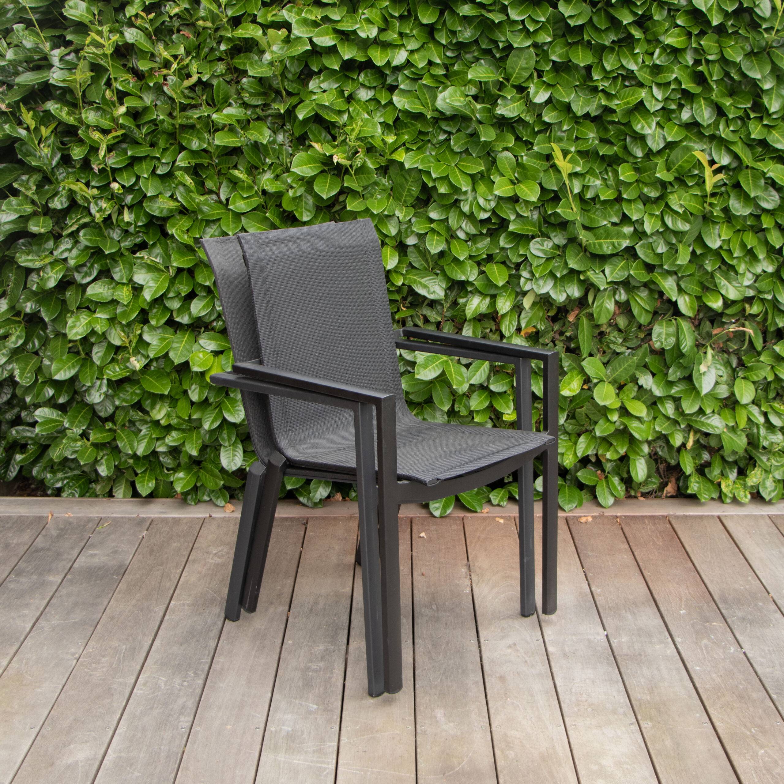 Wilsa Garden - Fauteuil de jardin aluminium noir textilène BLACKSTAR - Imagen 5