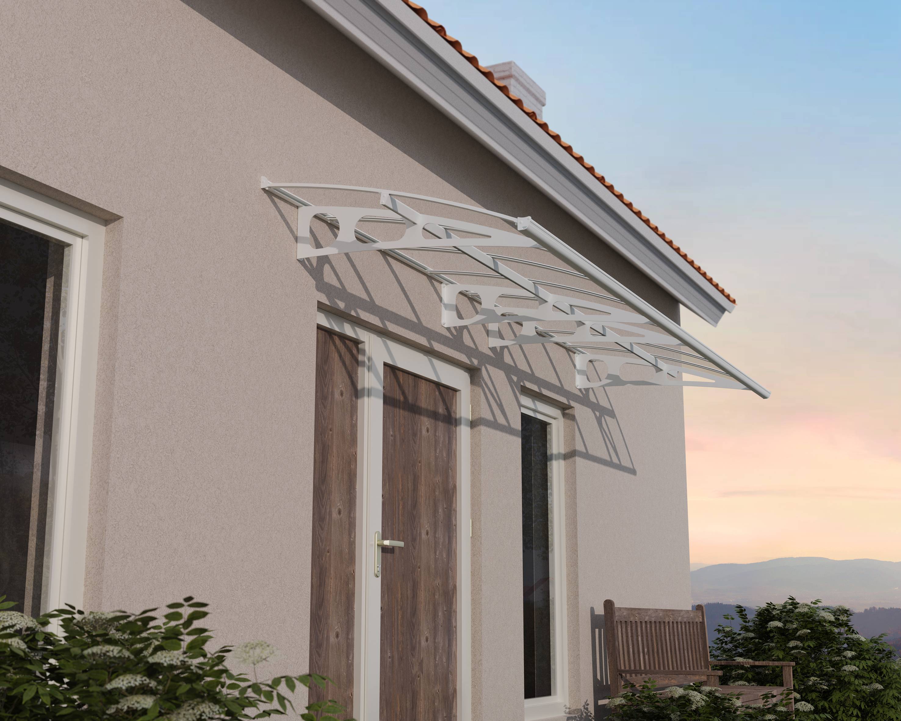 Canopia by Palram - Canopia Marquise de porte Bordeaux blanc transparent 447 X 139 - Imagen 2