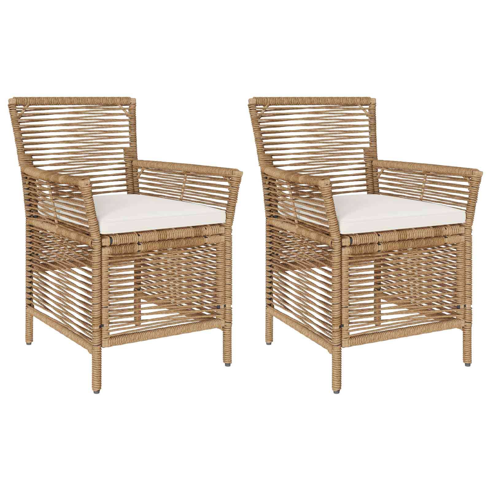 Chaises de jardin polyrotin beige et crème 61 x 58 x 83 cm, Poids:13.6kg - PANGIVO - Image 2