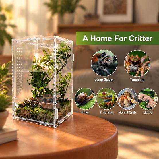Boîte d'élevage acrylique multi-usages pour reptiles, amphibiens et tarentules - Image 5