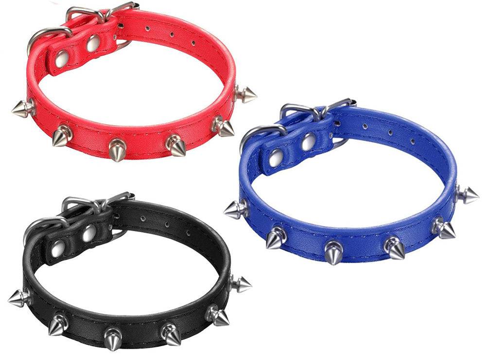Collier chien clouté cuir eco réglable M coloris alléatoire - Image 1