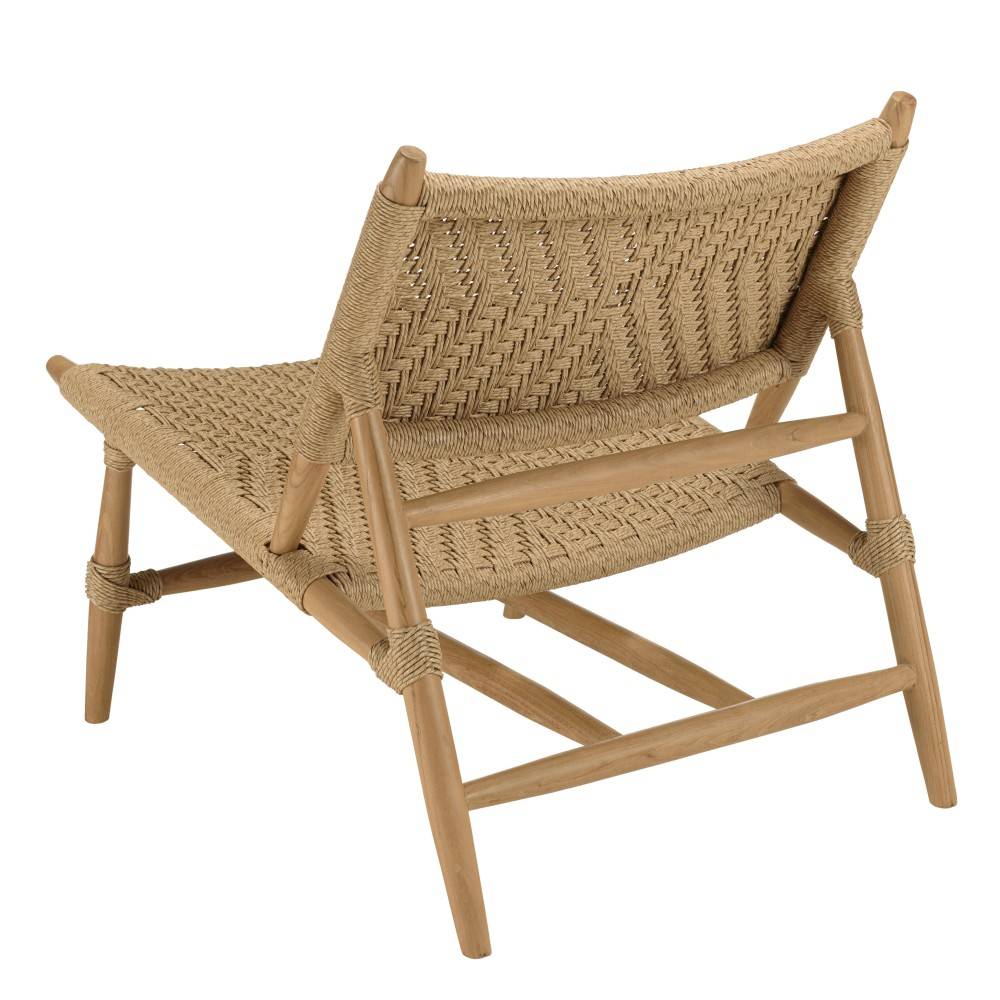 VALERIA - Lot de 2 fauteuils lounge jardin en bois teck rotin relief - Image 7
