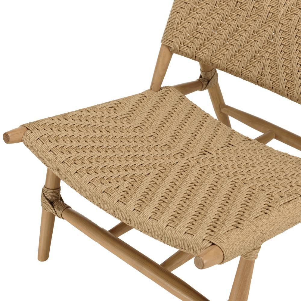 VALERIA - Lot de 2 fauteuils lounge jardin en bois teck rotin relief - Image 6