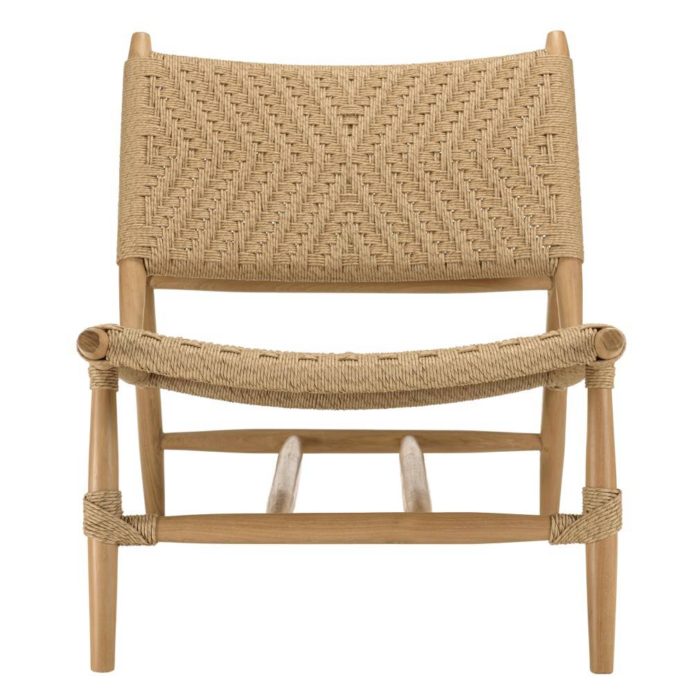 VALERIA - Lot de 2 fauteuils lounge jardin en bois teck rotin relief - Image 3
