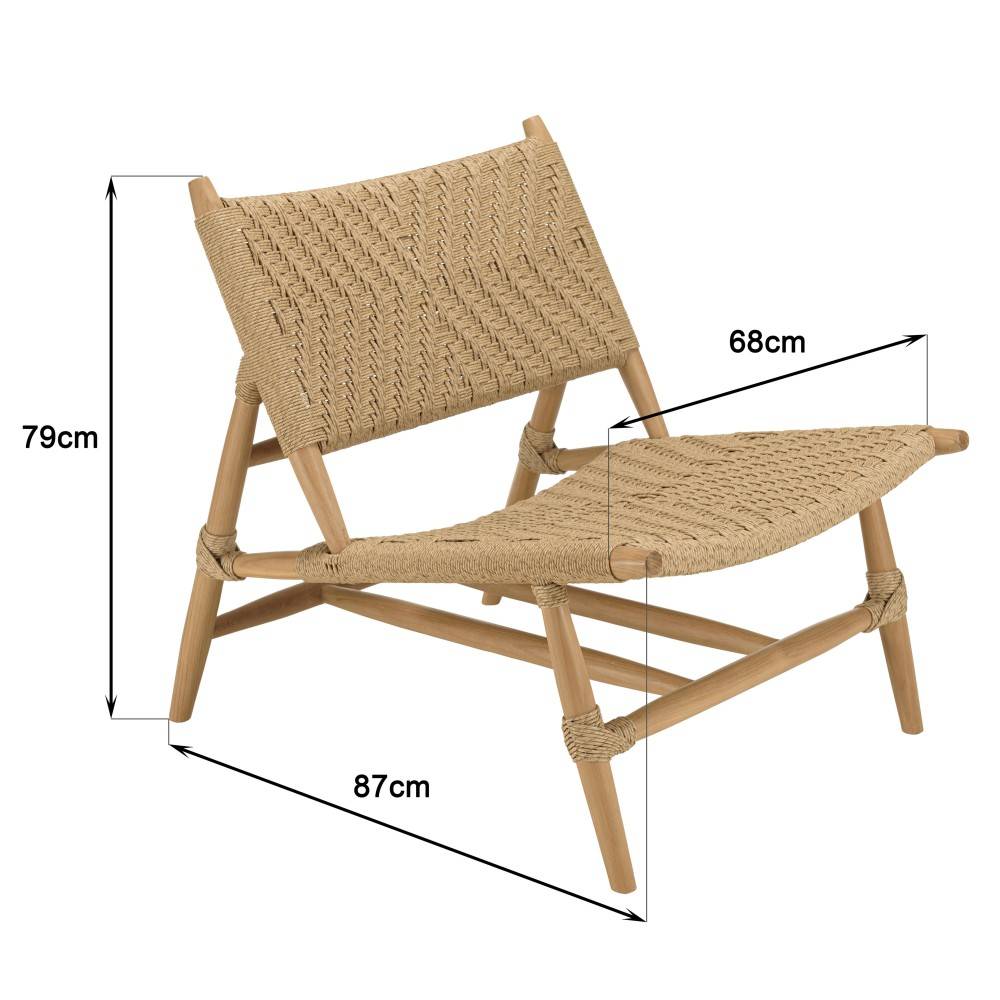 VALERIA - Lot de 2 fauteuils lounge jardin en bois teck rotin relief - Image 9