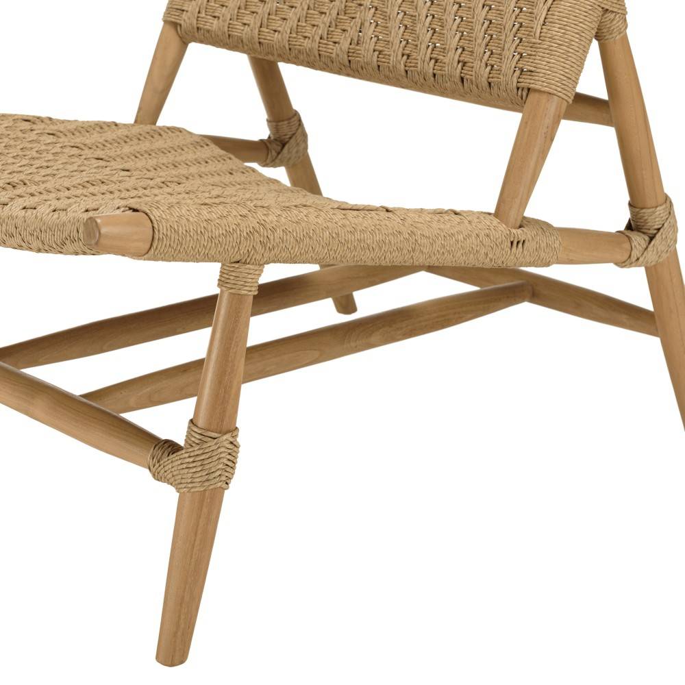VALERIA - Lot de 2 fauteuils lounge jardin en bois teck rotin relief - Image 8