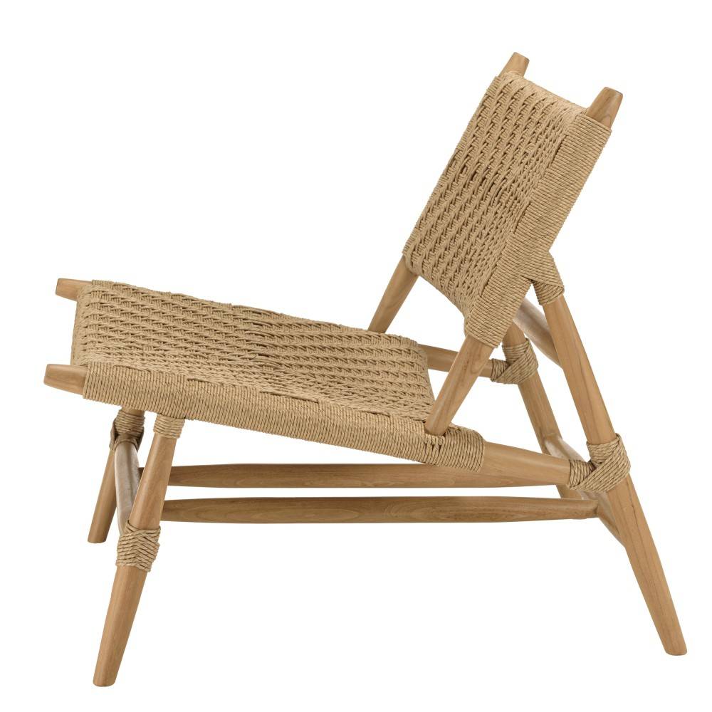 VALERIA - Lot de 2 fauteuils lounge jardin en bois teck rotin relief - Image 5