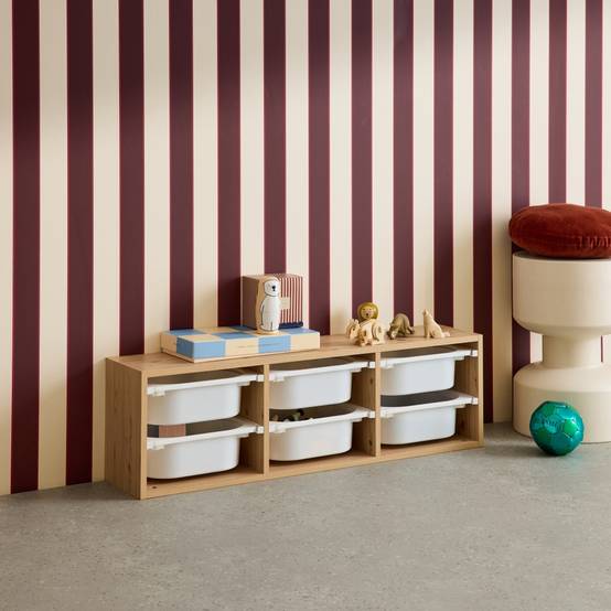 sweeek - Meuble de rangement pour enfant. naturel. 6 bacs en plastique | sweeek - Image 1