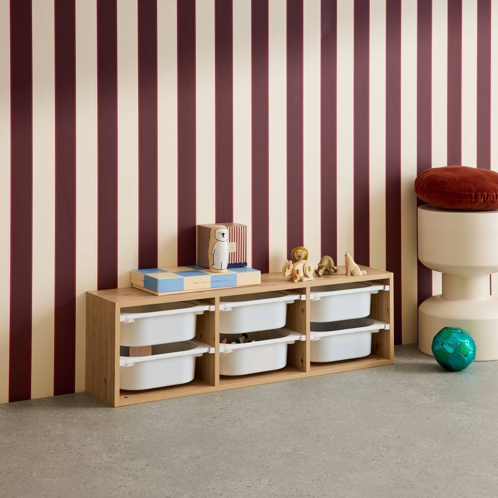 sweeek - Meuble de rangement pour enfant. naturel. 6 bacs en plastique  | sweeek - Image 1