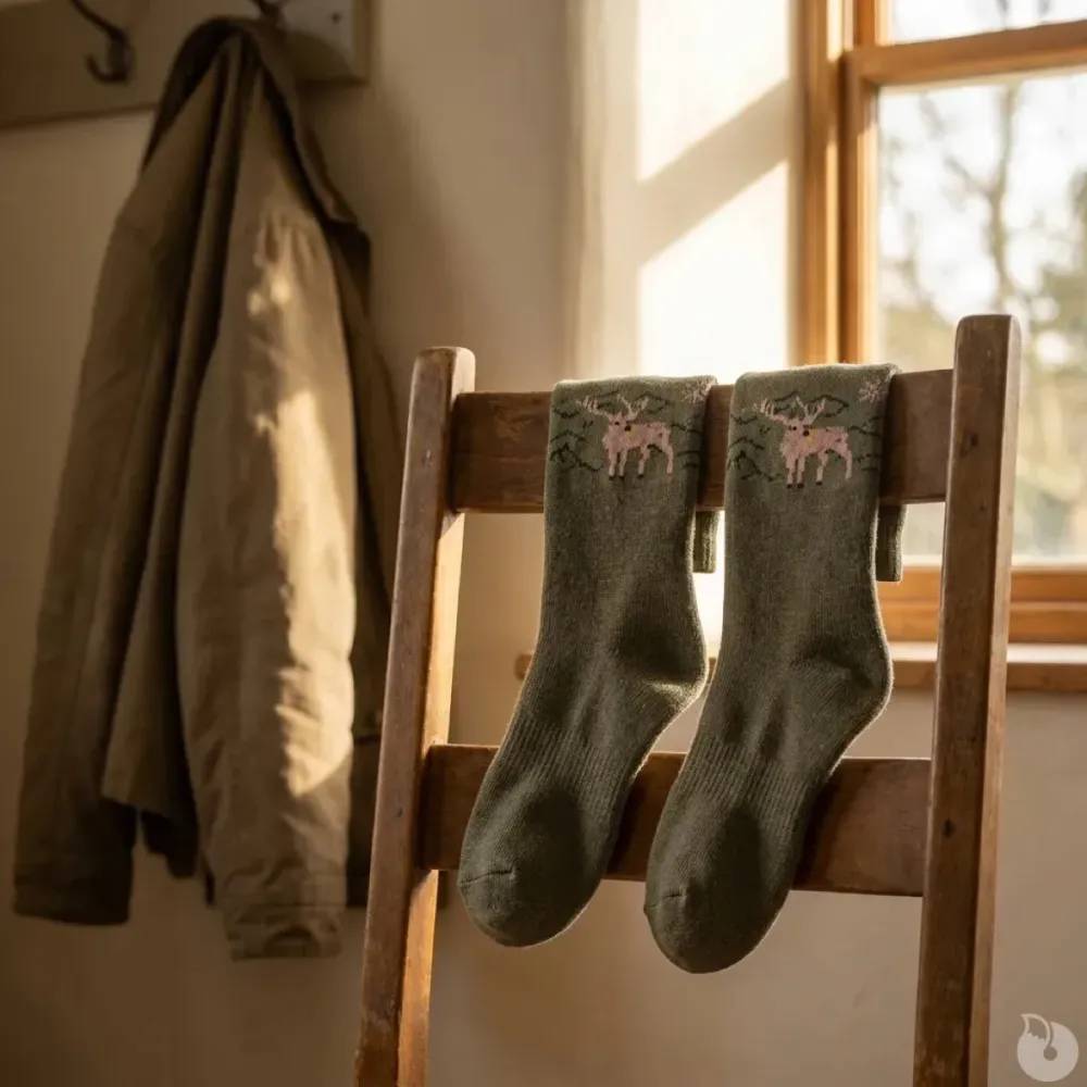 Lot de 2 paires chaussettes chasse kaki motif canard / cerf Taille 39 - 42 - Image 5
