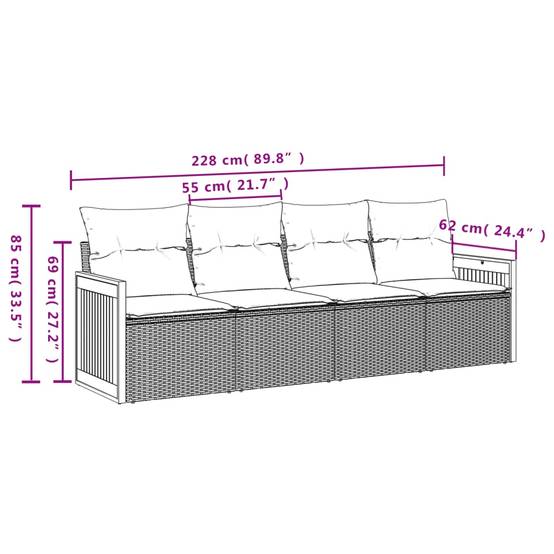 Salon de jardin 4 places pour balcon en résine tressée modulable confortable Beige – ComfortXL Outdoor Living - Image 6