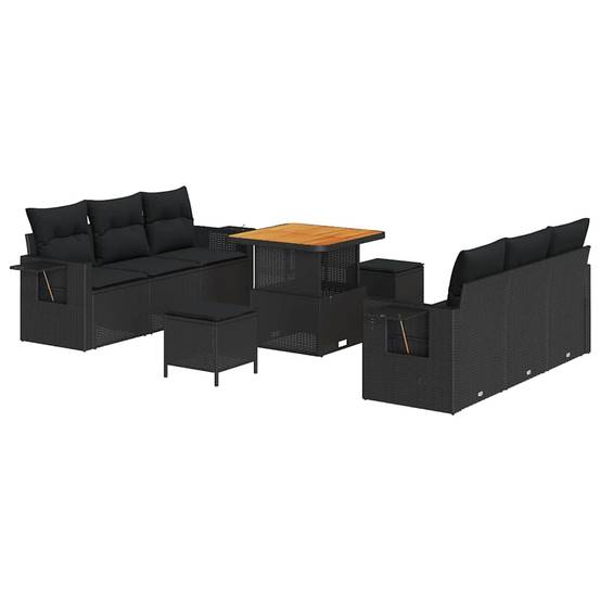 ComfortXL - Salon de jardin 8 places polyrotin et acacia avec hauteur réglable pour repas en extérieur Noir – ComfortXL Outdoor Living - Image 2