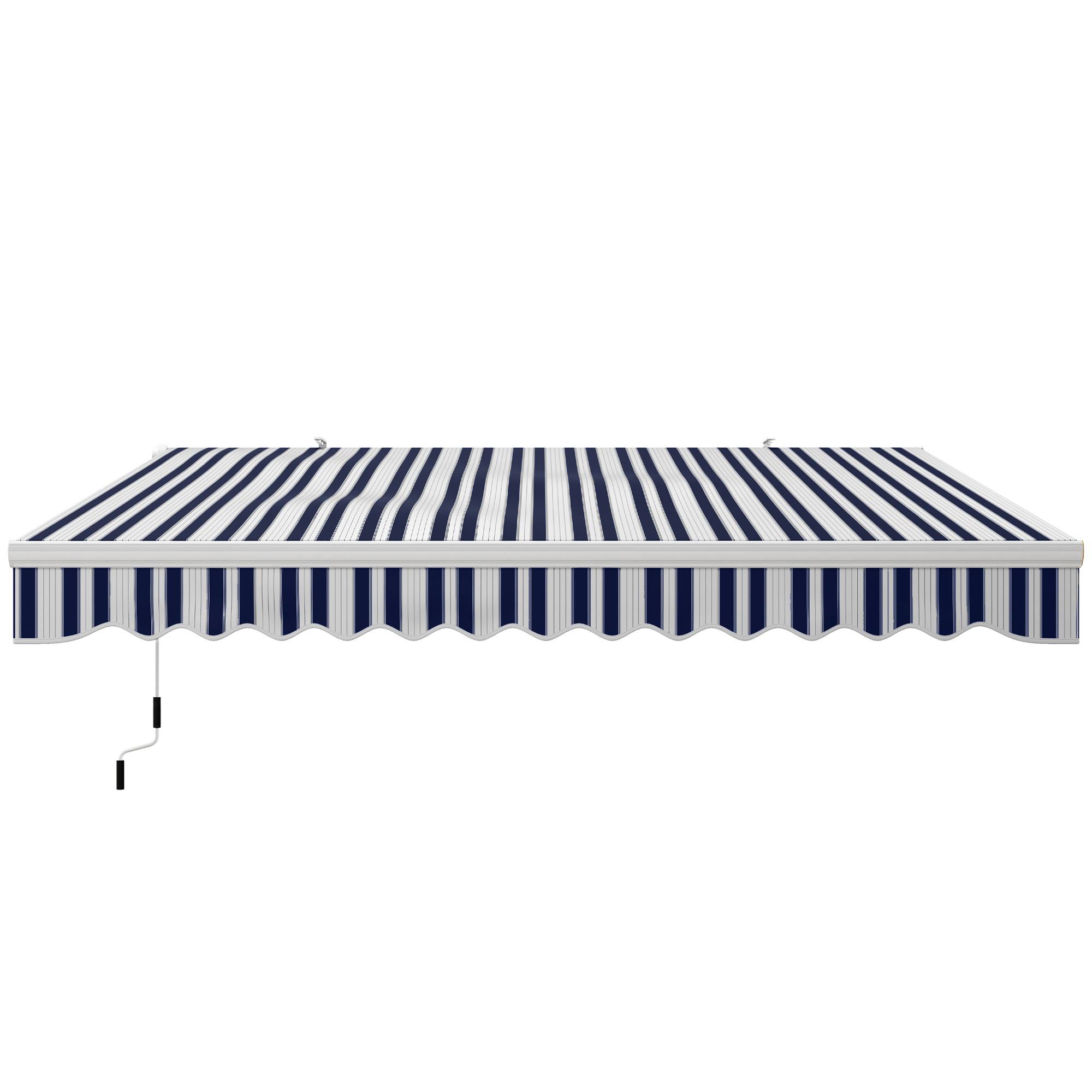 Sans Marque - Store banne rétractable à manivelle, armature métallique, polyester, bleu et blanc, 3,95 x 2,45 x 3,50 m - Image 2