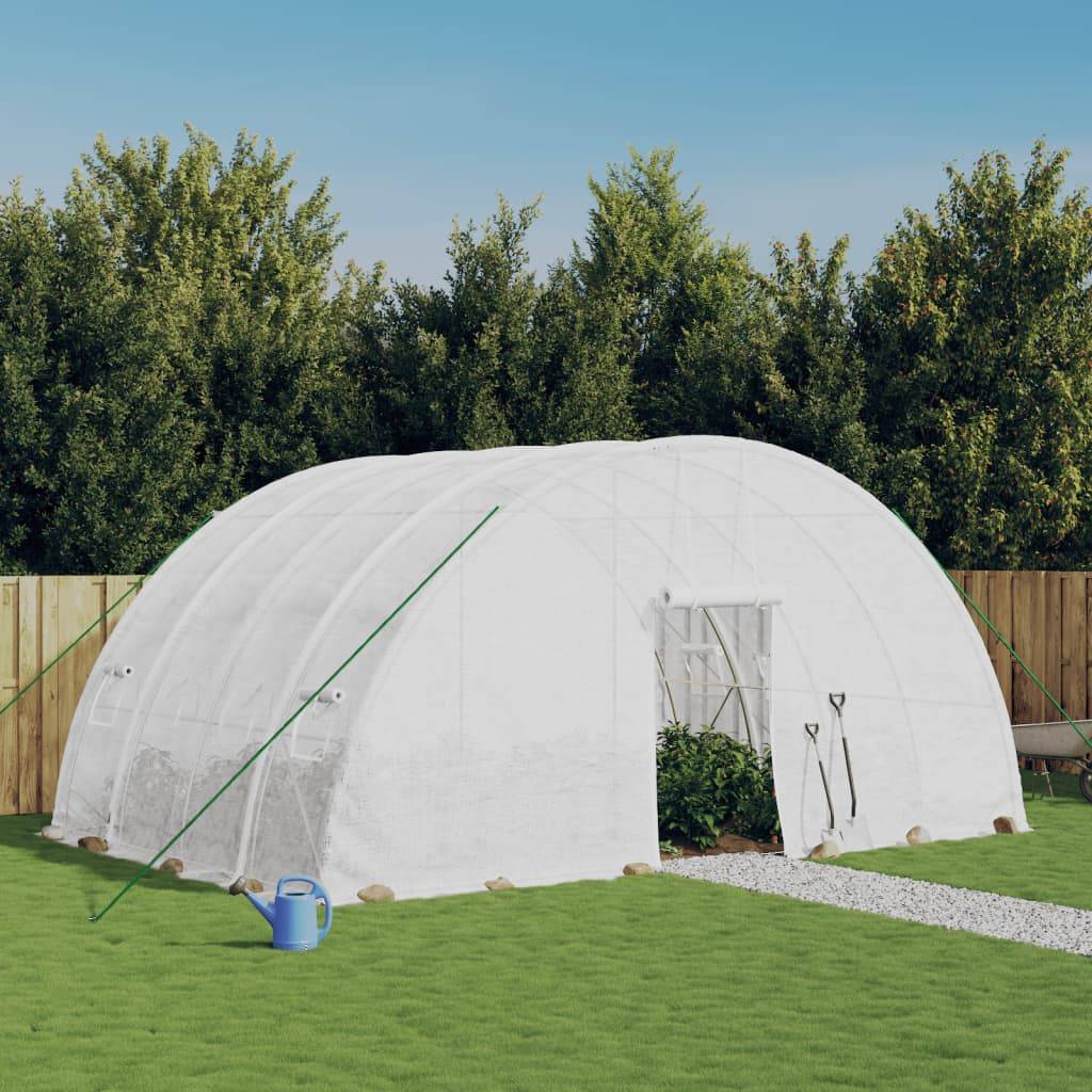 Serre de jardin 24m² - Serre de culture avec cadre en acier blanc 6x4x2,85 m MAISON CHIC