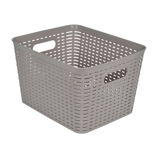Panière à Linge "Effet Tressé" 23L Taupe