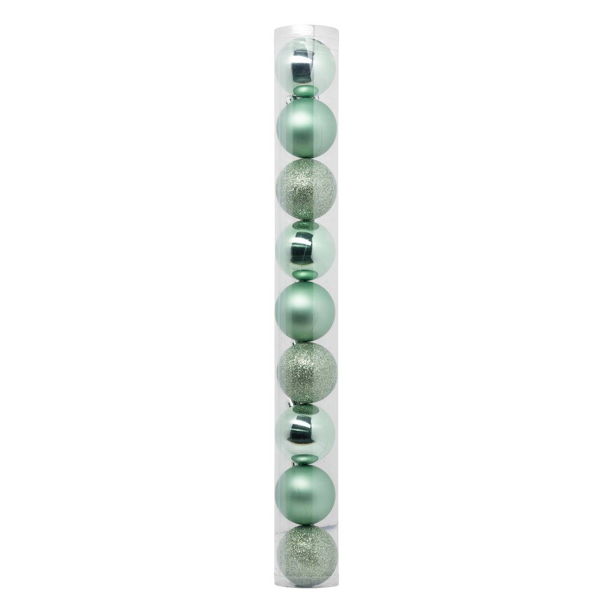 Fééric Lights & Christmas - Déco de sapin Lot de 9 Boules de Noël D 6 cm - Vert Amande - Imagen 1