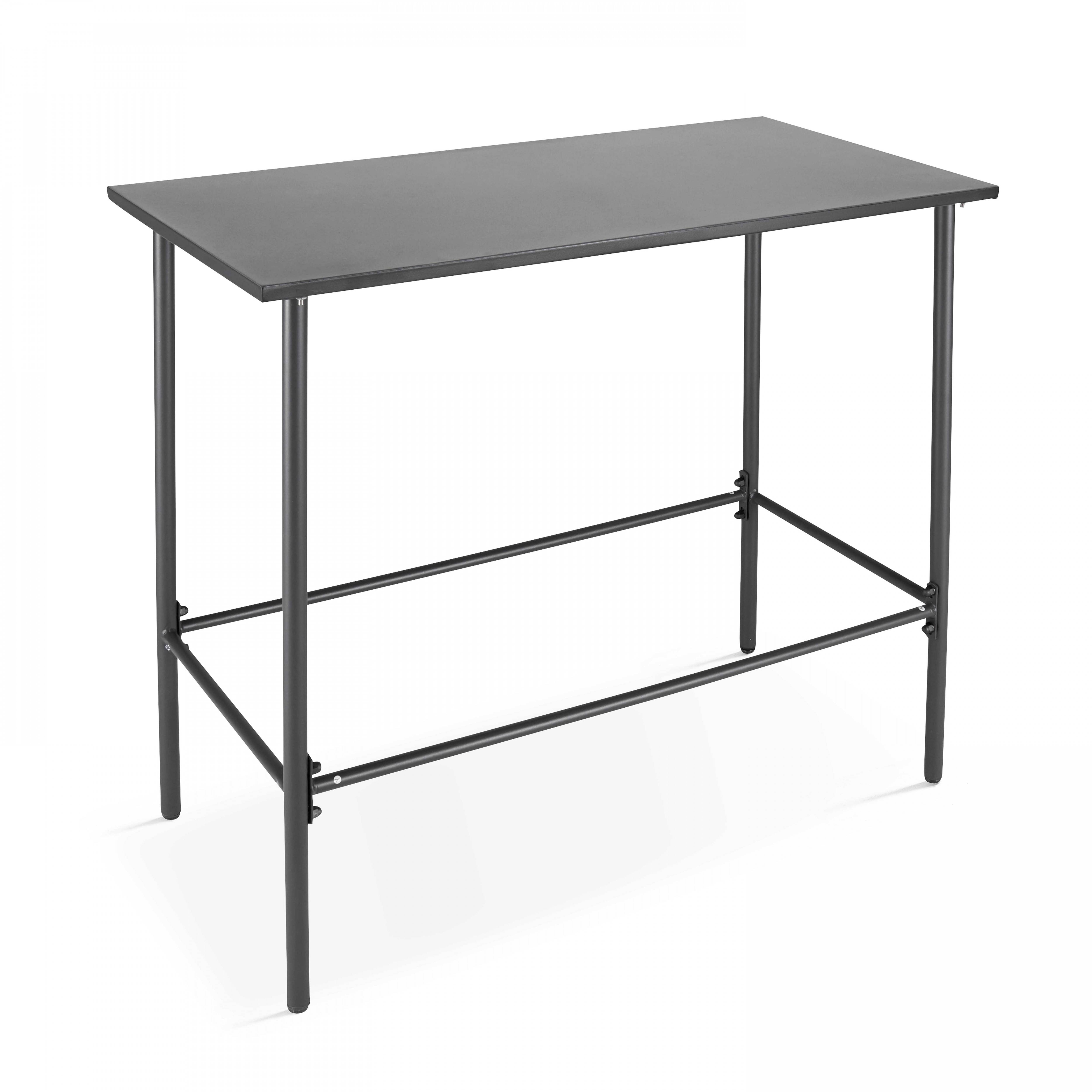 Oviala - Ensemble table haute et 4 chaises de bar en métal gris Palavas - Oviala - Imagen 6