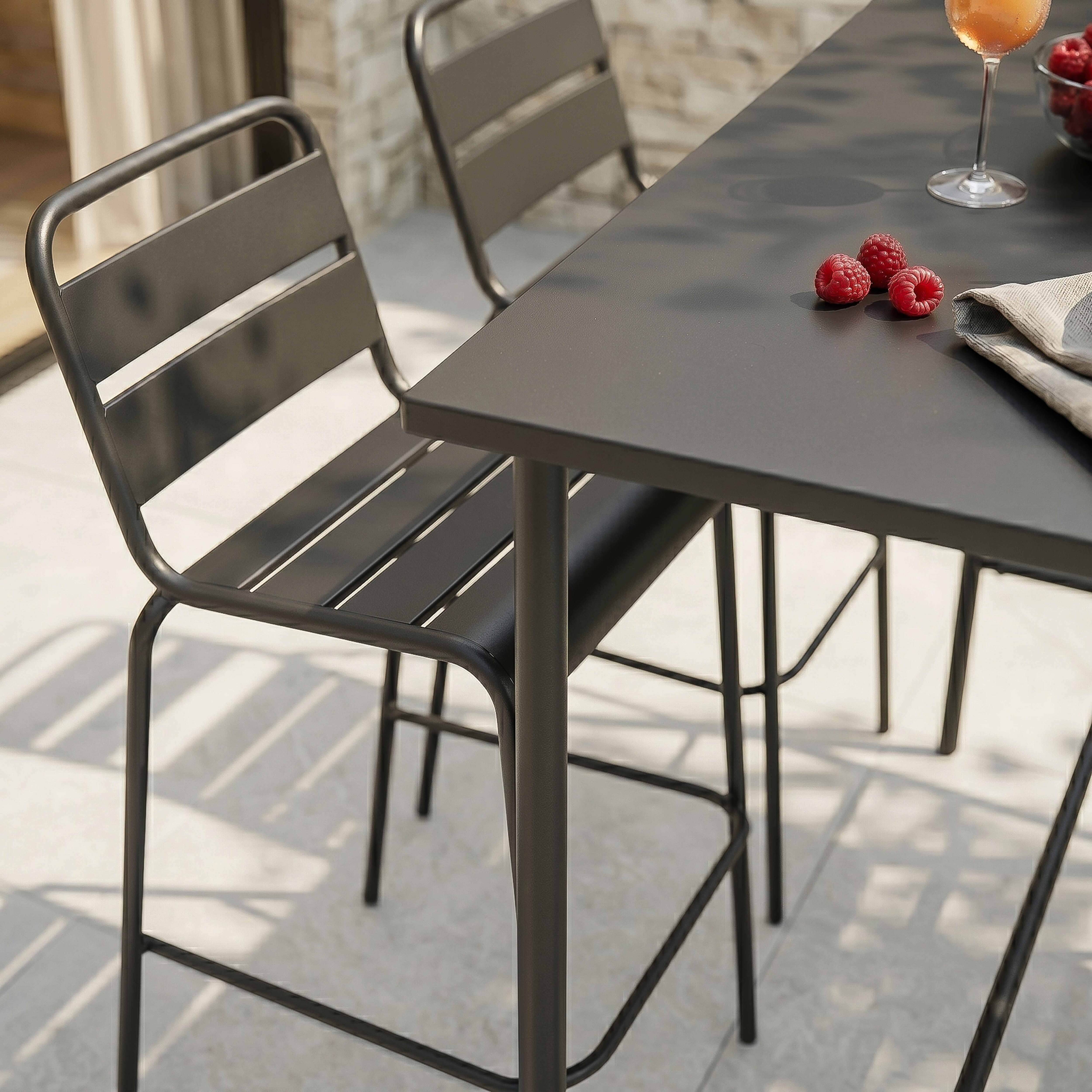 Oviala - Ensemble table haute et 4 chaises de bar en métal gris Palavas - Oviala - Imagen 3