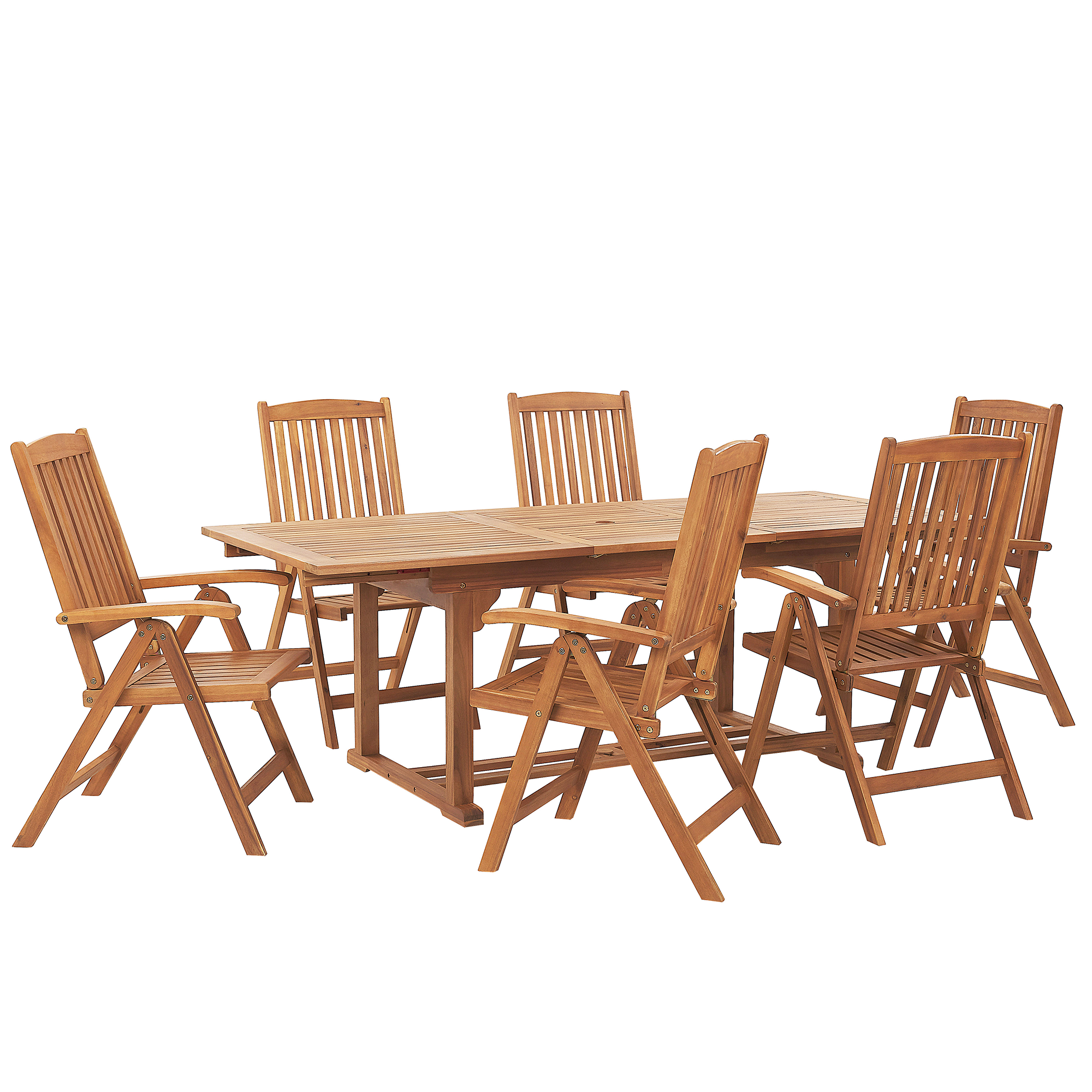 Beliani - Set de salle à manger, 6 Personnes Acacia Marron clair JAVA - Beliani - Imagen 2