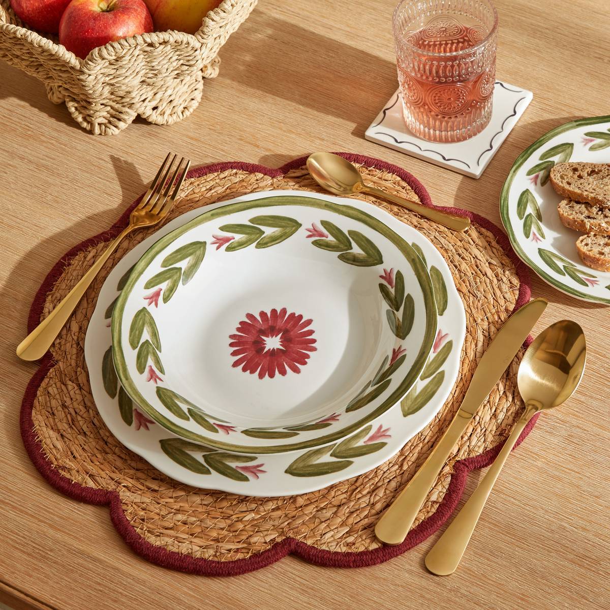 Atmosphera - Lot de 6 assiettes creuses Mona ronde D.22,3cm vert - Atmosphera Créateur d'intérieur