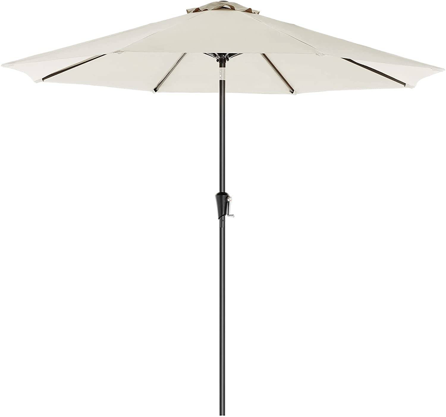 Helloshop26 - Parasol de jardin ombrelle protection toile polyester octogonale inclinable manivelle balcon terrasse piscine plage sans socle beige 300 cm beige - Imagen 1