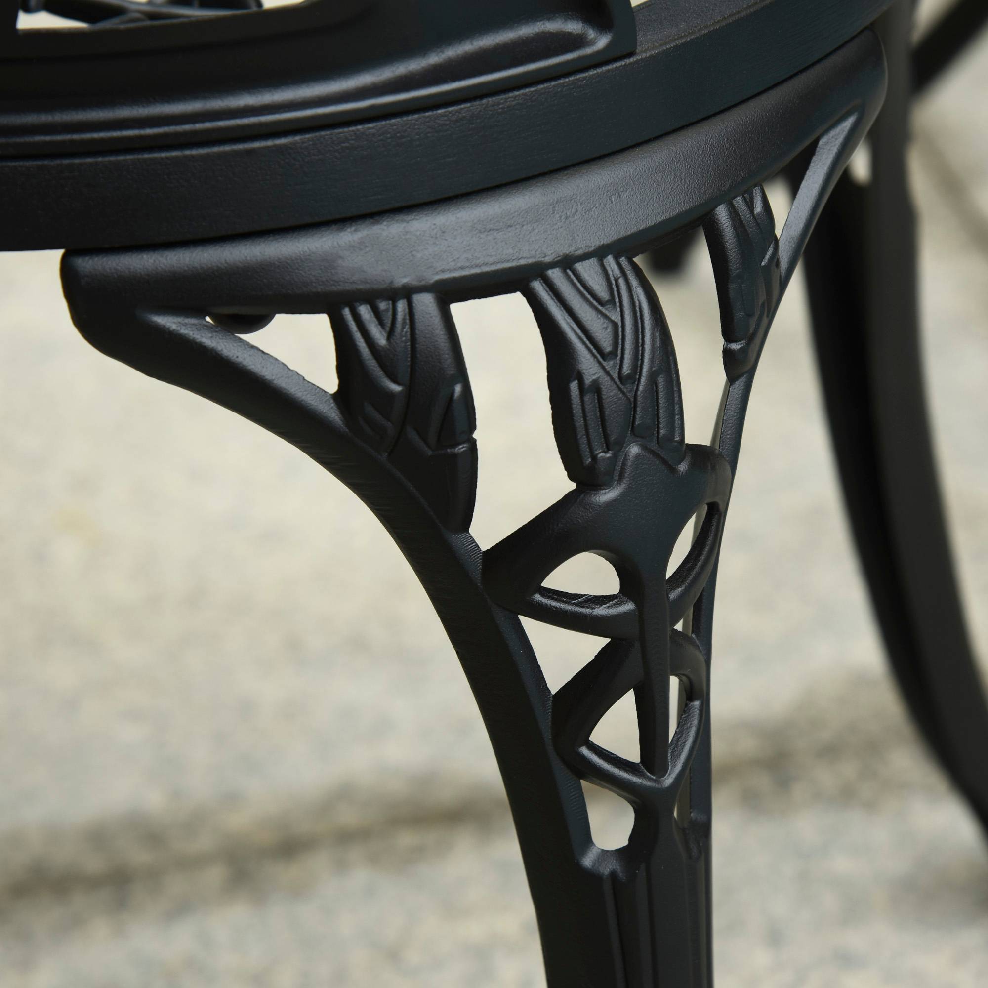 Outsunny - Ensemble salon de jardin 2 places 2 chaises + table ronde fonte d'aluminium imitation fer forgé noir - Outsunny - Imagen 5