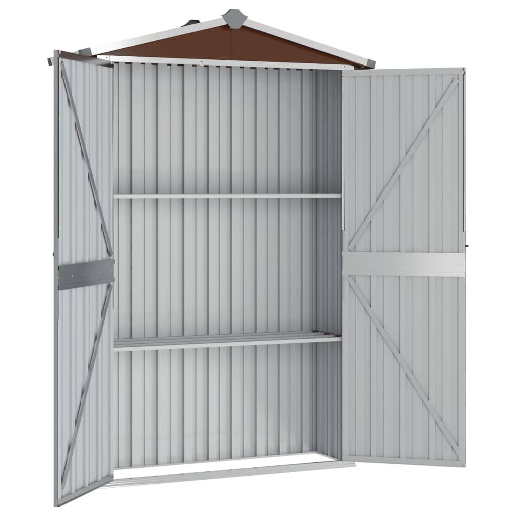 Helloshop26 - Abri de jardin cabane cabanon maison de stockage remise extérieur hangar outils robuste 116 x 45 x 175 cm acier galvanisé marron - Imagen 2