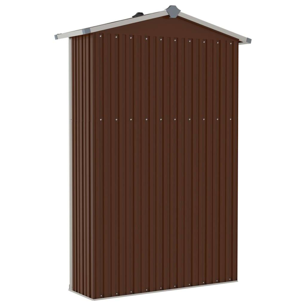 Helloshop26 - Abri de jardin cabane cabanon maison de stockage remise extérieur hangar outils robuste 116 x 45 x 175 cm acier galvanisé marron - Imagen 5