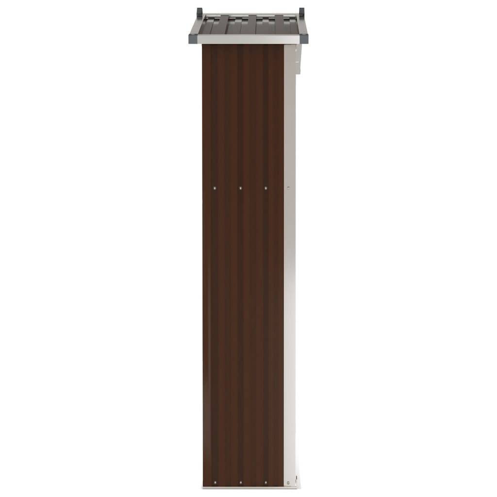 Helloshop26 - Abri de jardin cabane cabanon maison de stockage remise extérieur hangar outils robuste 116 x 45 x 175 cm acier galvanisé marron - Imagen 4