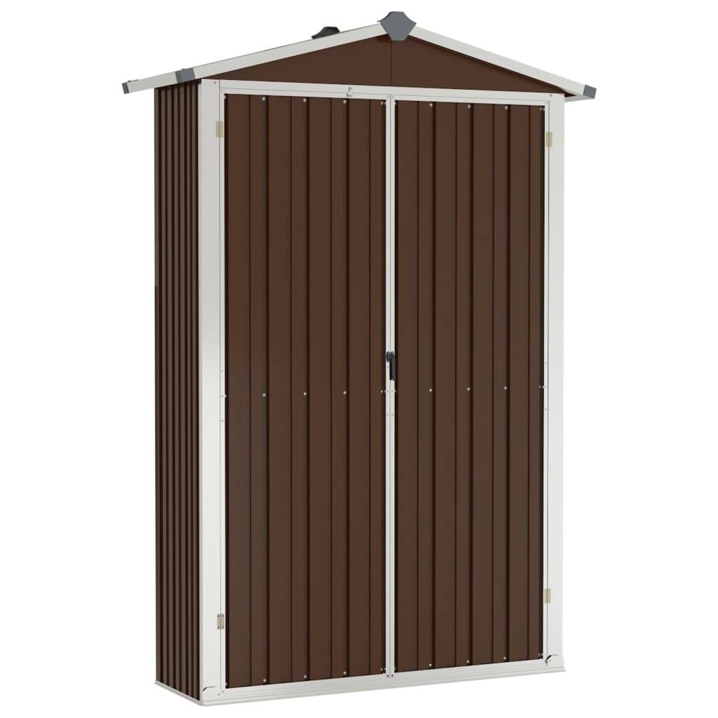 Helloshop26 - Abri de jardin cabane cabanon maison de stockage remise extérieur hangar outils robuste 116 x 45 x 175 cm acier galvanisé marron - Imagen 1