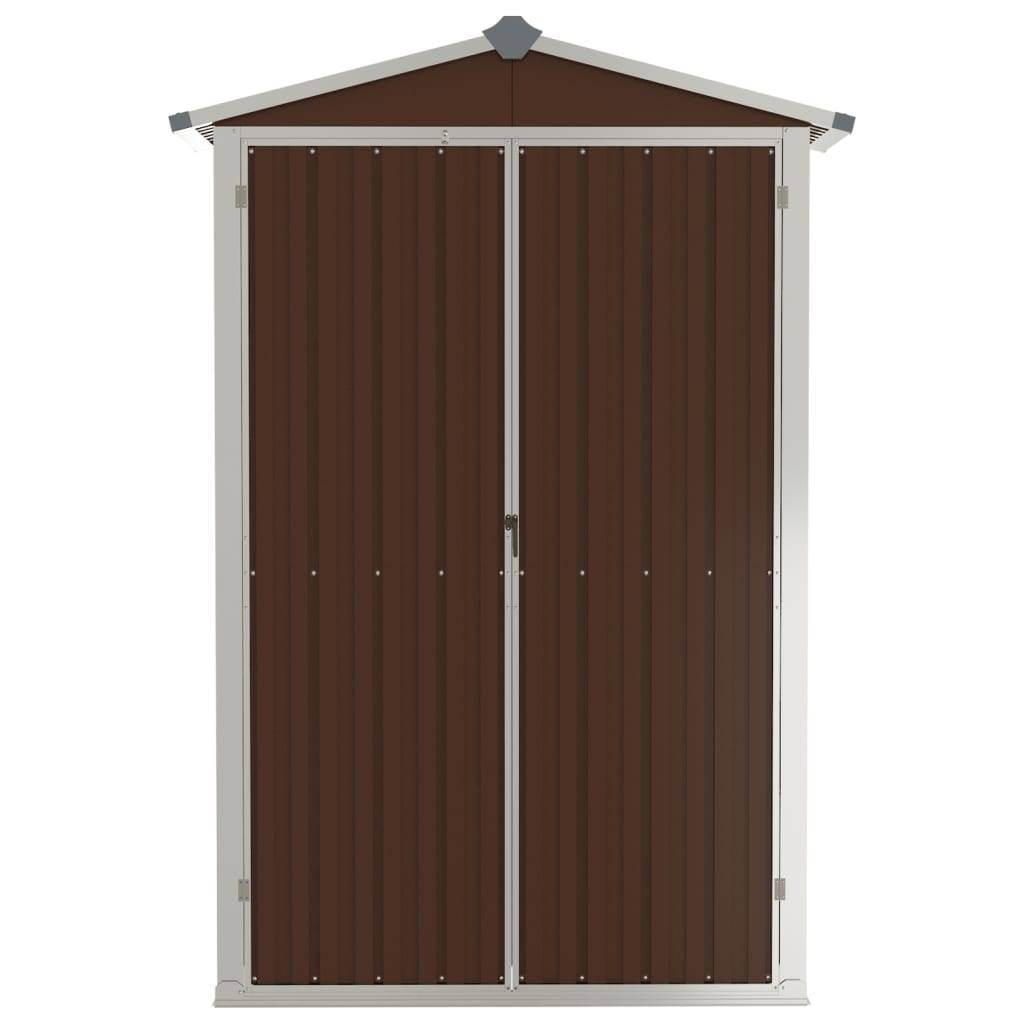 Helloshop26 - Abri de jardin cabane cabanon maison de stockage remise extérieur hangar outils robuste 116 x 45 x 175 cm acier galvanisé marron - Imagen 3