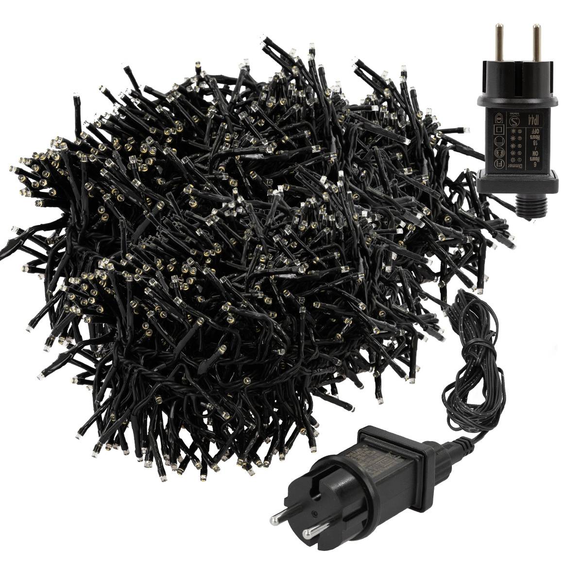 Ecd-Germany - Guirlande lumineuse avec 2016 LED blanc chaud cluster intérieur/extérieur 14,5 m - Imagen 2