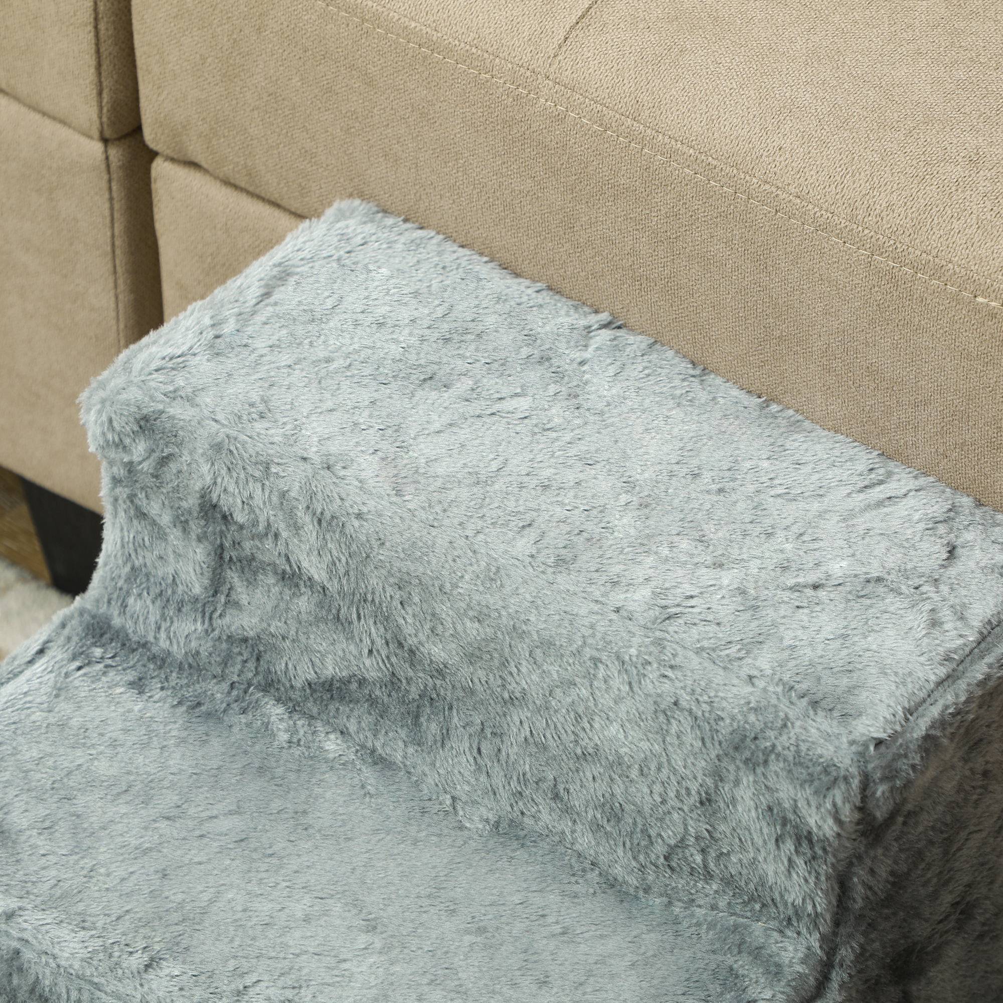 Escalier animaux pliable, 3 marches, housse peluche lavable, panneau, 46x35x35cm, gris clair - Image 10